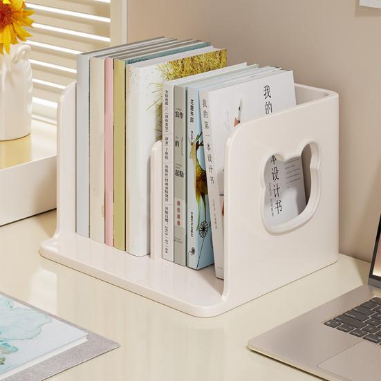 Yousheng Cute Bookends Organizer for Desk Pastel Kids Book Holder Shelf with Multi-Compartment, Anti-Tip Base & Open Design, Study Decor for Textbooks