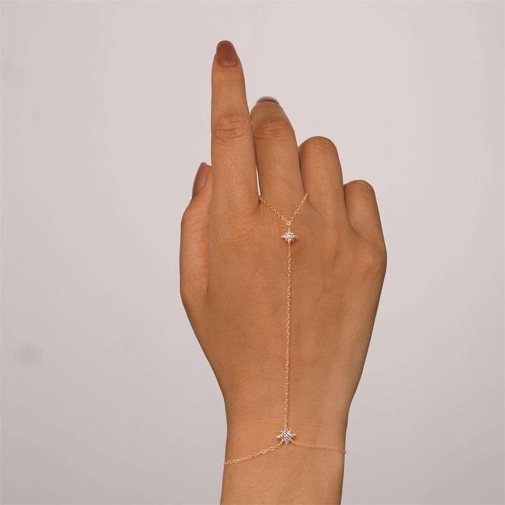 CANNER 925 Zilver Sprankelende Handketting Armbanden Voor Vrouwen INS Geometrische CZ Achtpuntige Ster Armbanden Fijne Sieraden