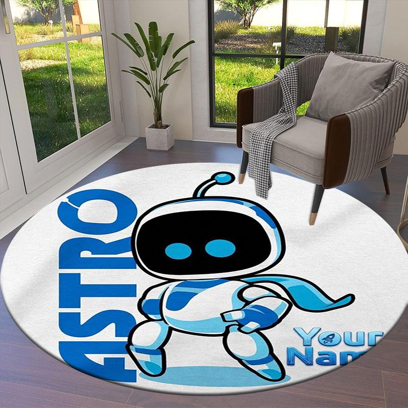 ASTRO BOT Custom Name Round Area Rug,Carpet Rug for Living Room Bedroom Sofa Playroom Decor,Non-slip Floor Mat