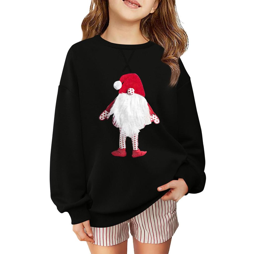 Children's Fashionable Casual Long-sleeved Loose Christmas Print Pullover Sweatshirt