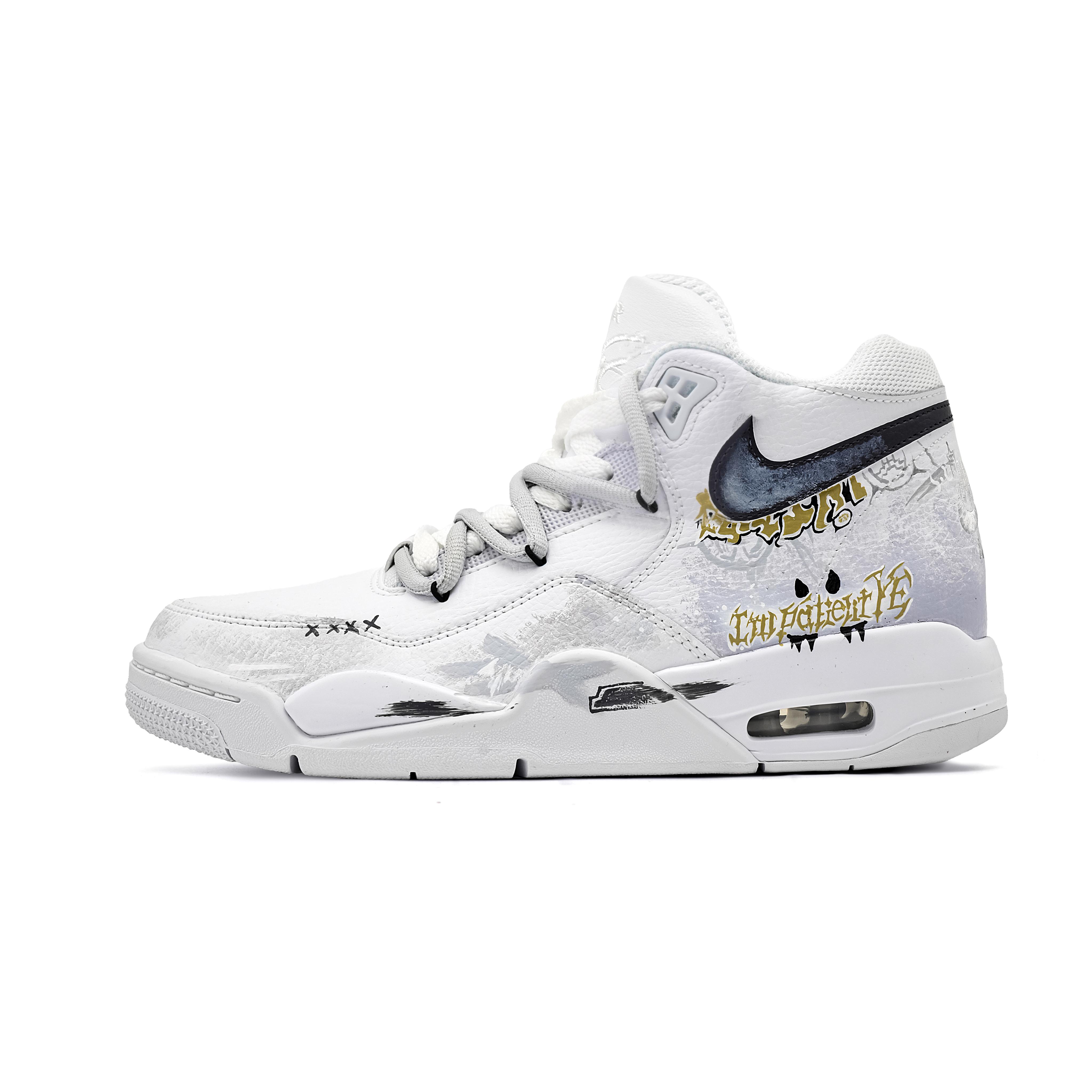 

Nike Flight Legacy Dark Gold Gray Leather Abrasion Resistant Mid top Vintage Basketball Shoes Men s White Gray BQ4212-101(Team1068-) 41