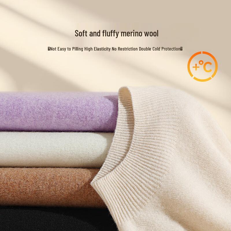 Yuzhaolin Women's 100% Pure Wool Half-Turtleneck Slim Sweater