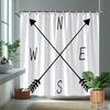 1Pc Arrow And Compass Patterned Shower Curtain, Made Of Polyester, Machine Washable, Suitable For Bathroom Decor.