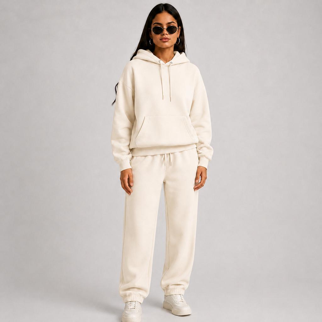 Couple Matching Hooded Tracksuit Set for Spring and, Color Thick Pullover Athletic Sweatsuit for Men and Women