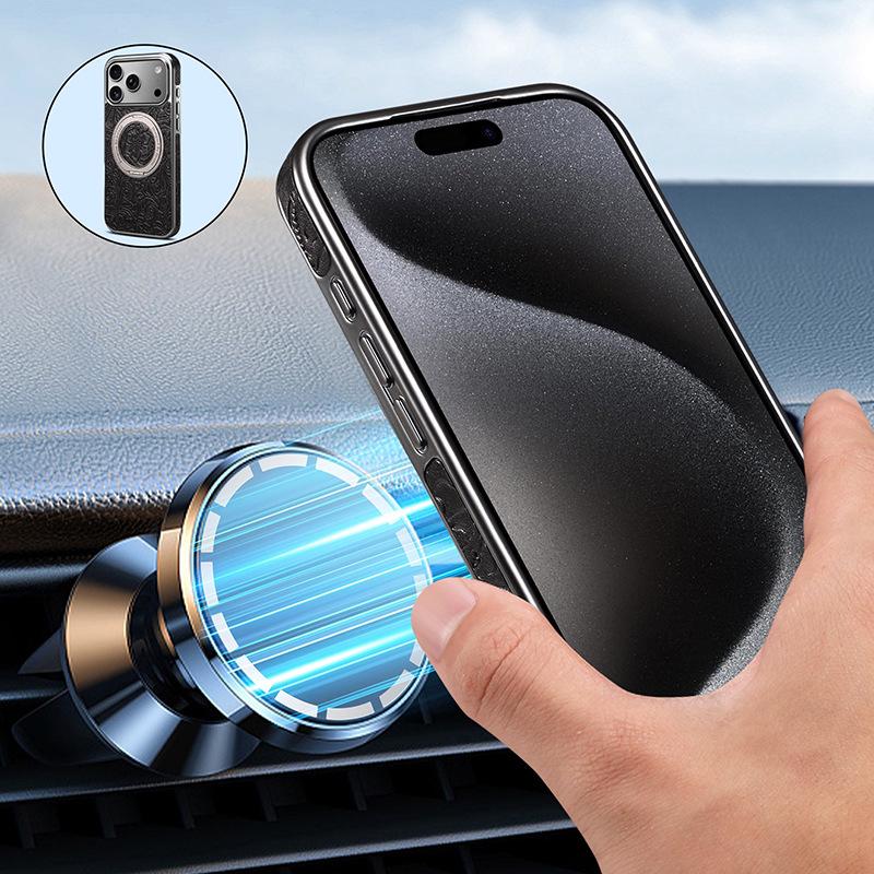 Denior Retro Tang Flower Leather Case with Magnetic Stand for iPhone 17 Pro Max