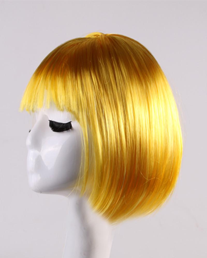 Parrucca Corta Sintetica BOB Completa Multicolore Cosplay Festa di Halloween Capelli Corti Parrucche Monocolore
