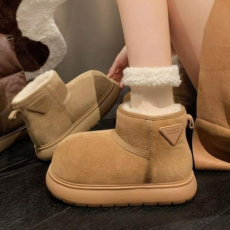 Women's Winter Fur One Thickened Padded Warm Cold Lightweight Hiking Cushioning Mountaineering Waterproof Non-slip Sports Snow Boots Cotton Shoes