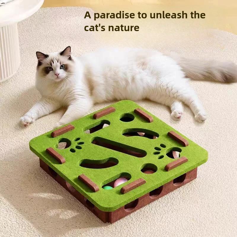 Indoor Cat Puzzle Toy Funny Felt Exercise Box with Ball Sports Entertainment Hunting Pet Maze for Cats