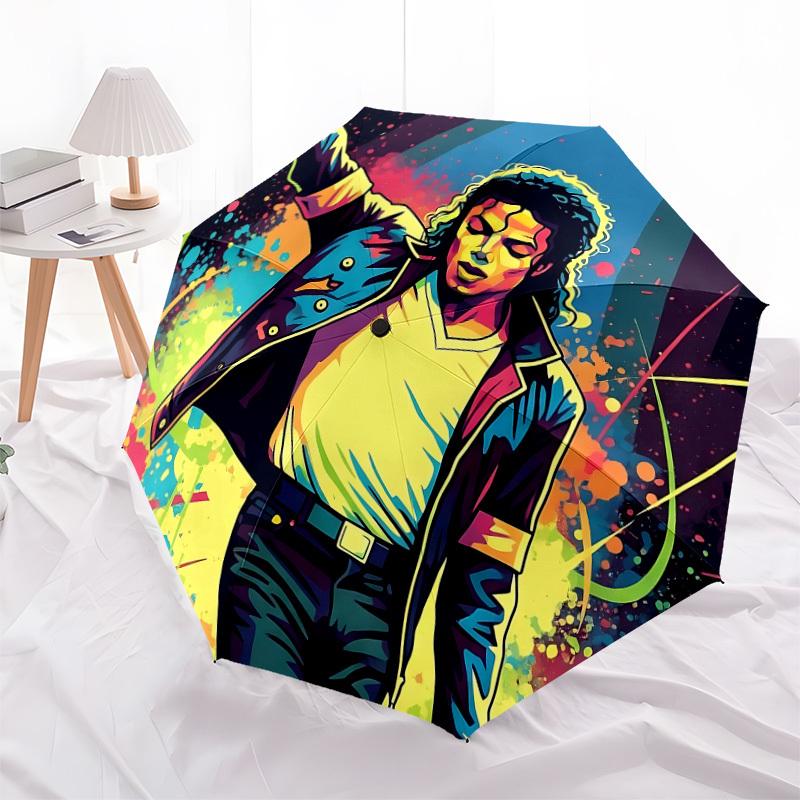 1pc Michael Jackson Dance Icon Automatic Folding Umbrella, Portable Collapsible Design, Casual Outdoor Accessory L1127120