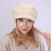 New Autumn and Winter Fleece Cap for Women Knitted Rabbit Fur Thread  Warm  Fashionable and Cold Proof Beret Hood