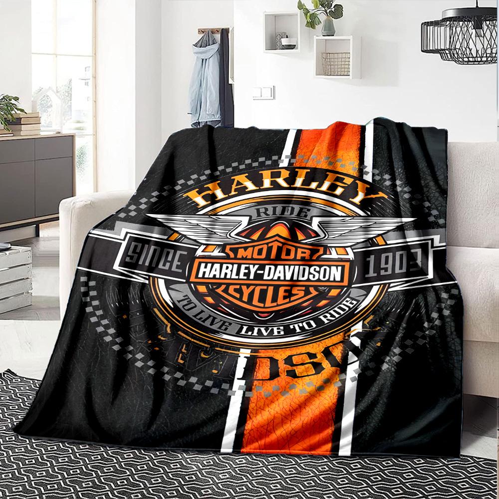 1pc Harley-Davidson Blanket, Gift, for Men and Women, Soft Blanket, Good for Sofa Bed Couch Travel, Lightweight Flannel Blanket