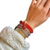 Natural New Chinese Style Necklace, Gray Agate and Red Agate Double Circle Bracelet, Cultural Item for Girls, Buddhist Prayer Beads