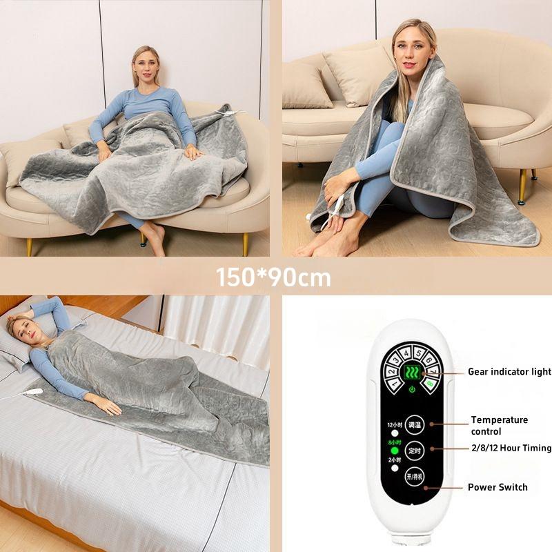 150*90cm Electric Heating Blankets Soft Flannel Heated Blanket Cover Winter Body Warm Mat Timed Sleeping Pad Heater