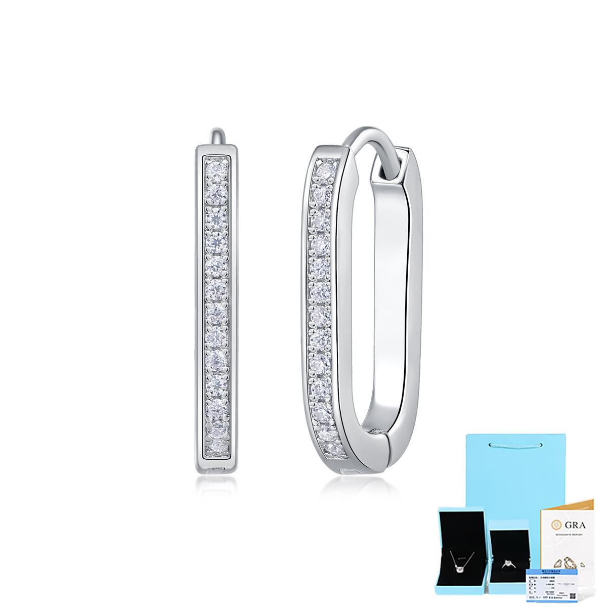 

Серьги-кольца из серебра S925 пробы с муассанитом, серьги-украшения для ушей