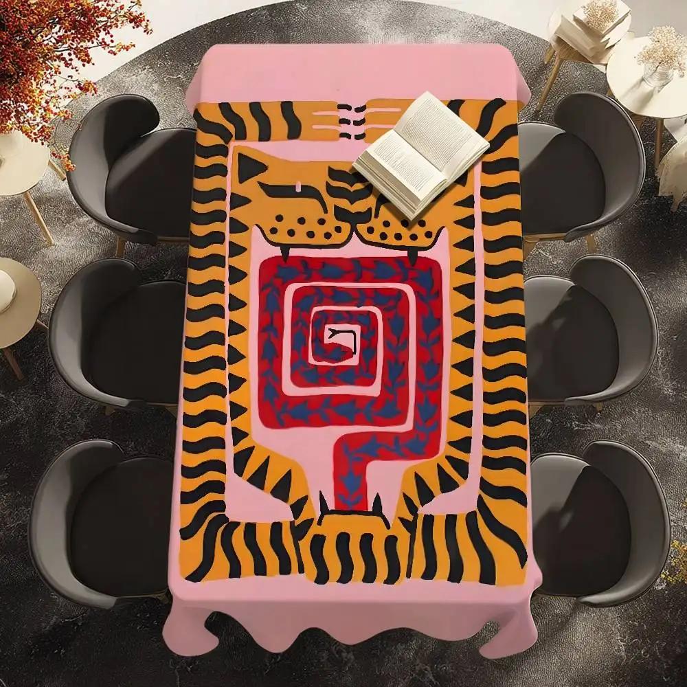 Modern Abstract Design Tafelkleed Picknick Terras Restaurant Feest Wasbaar Vlekbestendig Polyester Tafelkleed 160x260cm