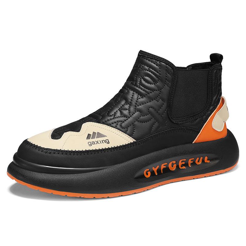 

Snow boots men s high-top cotton shoes with one foot, winter warm and velvet non-slip color matching short boots, new casual men s shoes 44