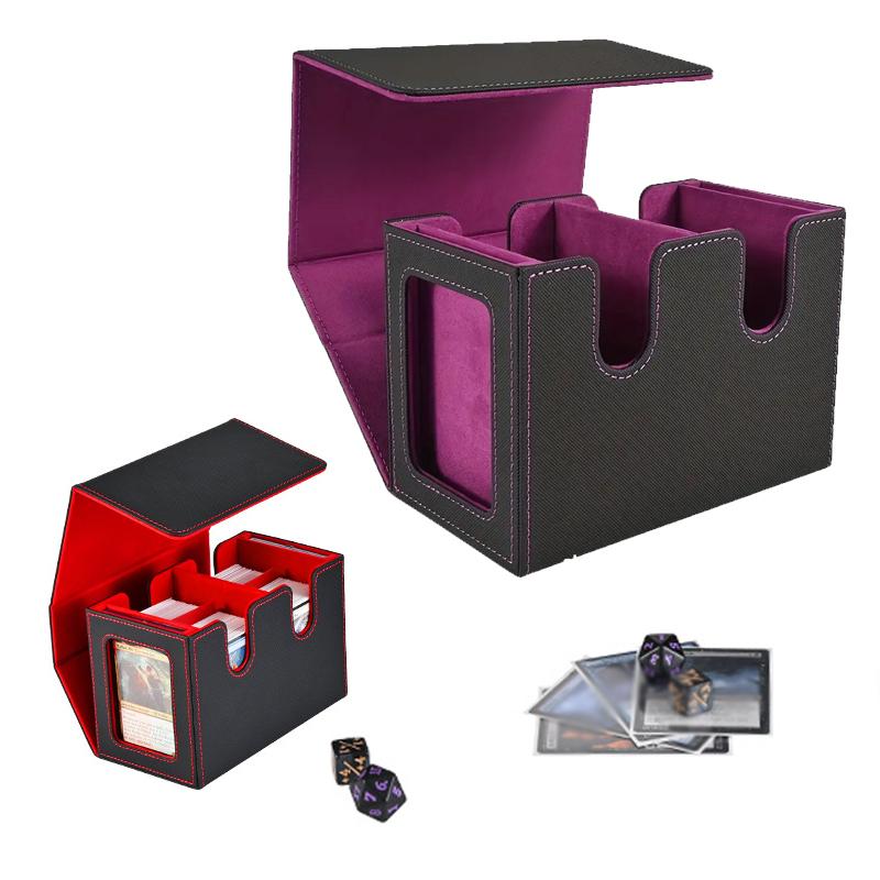 Non-Toxic Card Deck Box With 2 Commander Display Double Deck Box For 140+ Single Sleeved Cards Fits For Tcg Ccg Magic Cards