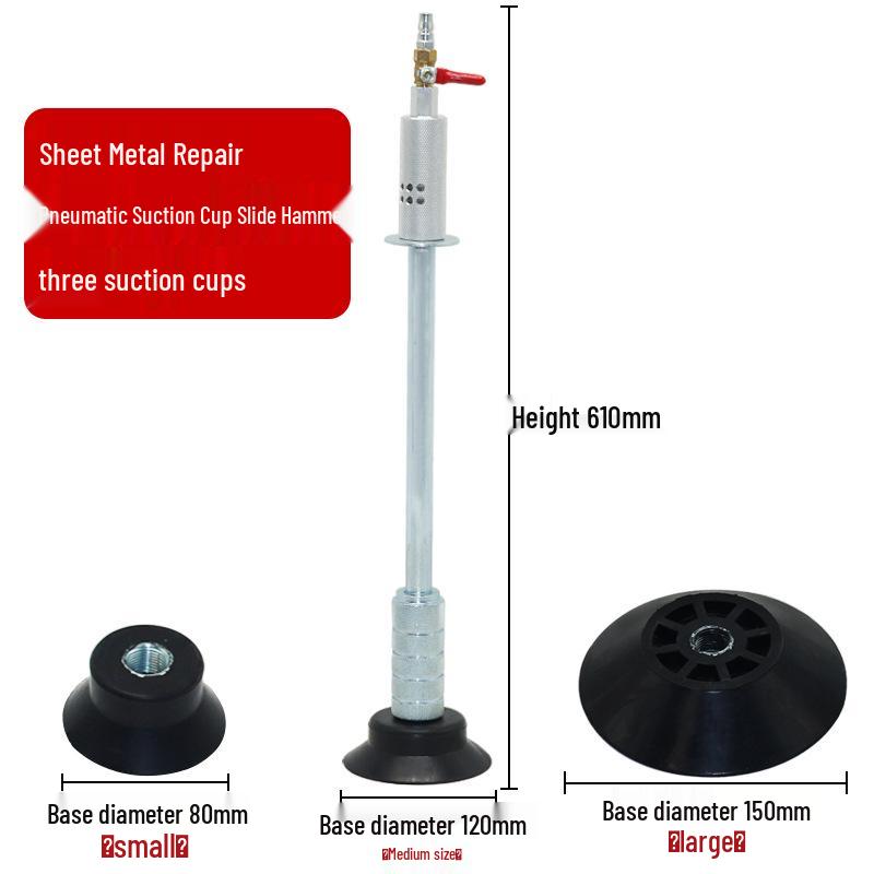 Pneumatisches Dellenreparaturwerkzeug mit Vakuumsaugnapf und Gleithammer.