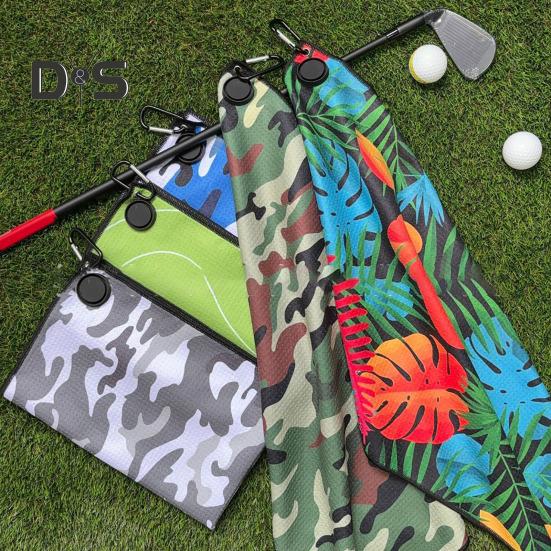 Ręcznik golfowy magnetyczny z klipsem Chłonny waflowy ręcznik golfowy z mikrofibry z magnesem do mocnego trzymania na torbach golfowych, wózkach, kijach