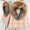 Popular fox fur collar medium and long down jacket winter new waist thin high-end fur coat women