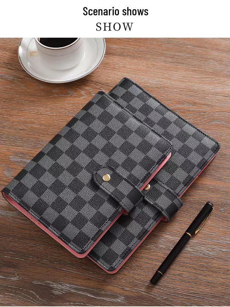 Authentic Cross Pattern A5 Notebook, Loose-Leaf A7 Checkered Planner, A6 Leather Notebook with Horizontal Ruled Pages