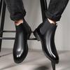 Men's Autumn High-Top Pointed Chelsea Boots - European & American Style Cowhide Slip-On