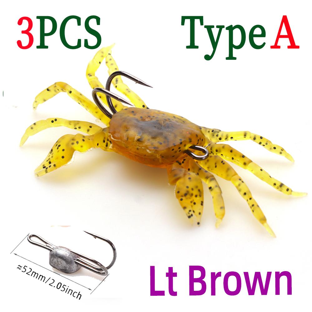 3 PZ/6 PZ Esca da Pesca Morbida Realistica 3D a Forma di Granchio - Antialga per Acqua Salata/Dolce per Persico Spigola, Cernia, Sgombro - Azione di Nuoto Lento e Laterale