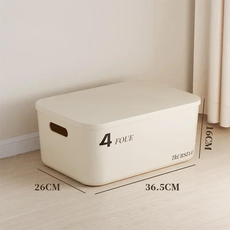 Stackable Dustproof Storage Box with Lid-Multi-Purpose Container for Cosmetics Clothing Grocery Snacks & Toy Storage Bin Basket