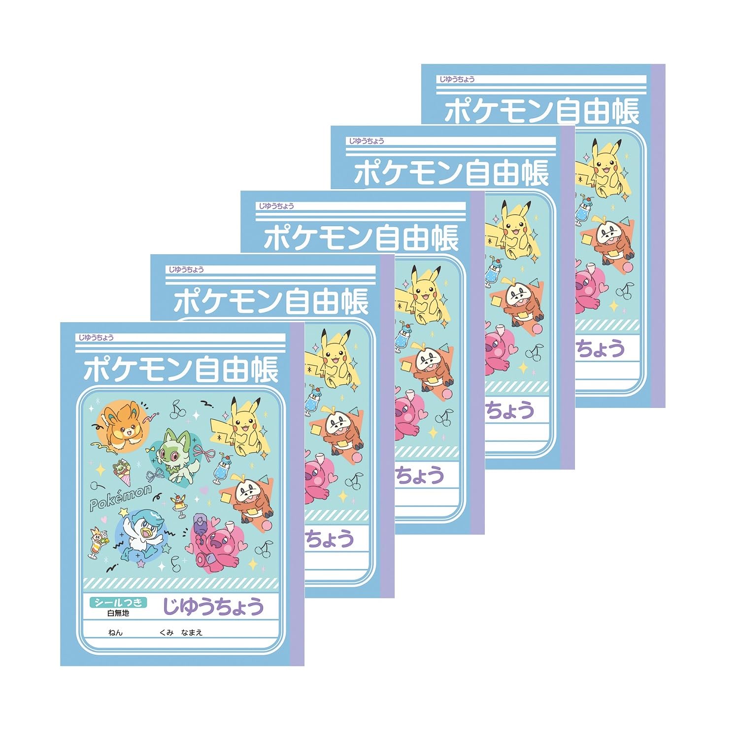 

Showa Note B5 Light Pokémon Notebook, White, Size, 5-Pack, Blue, 0877290165 светло-синий