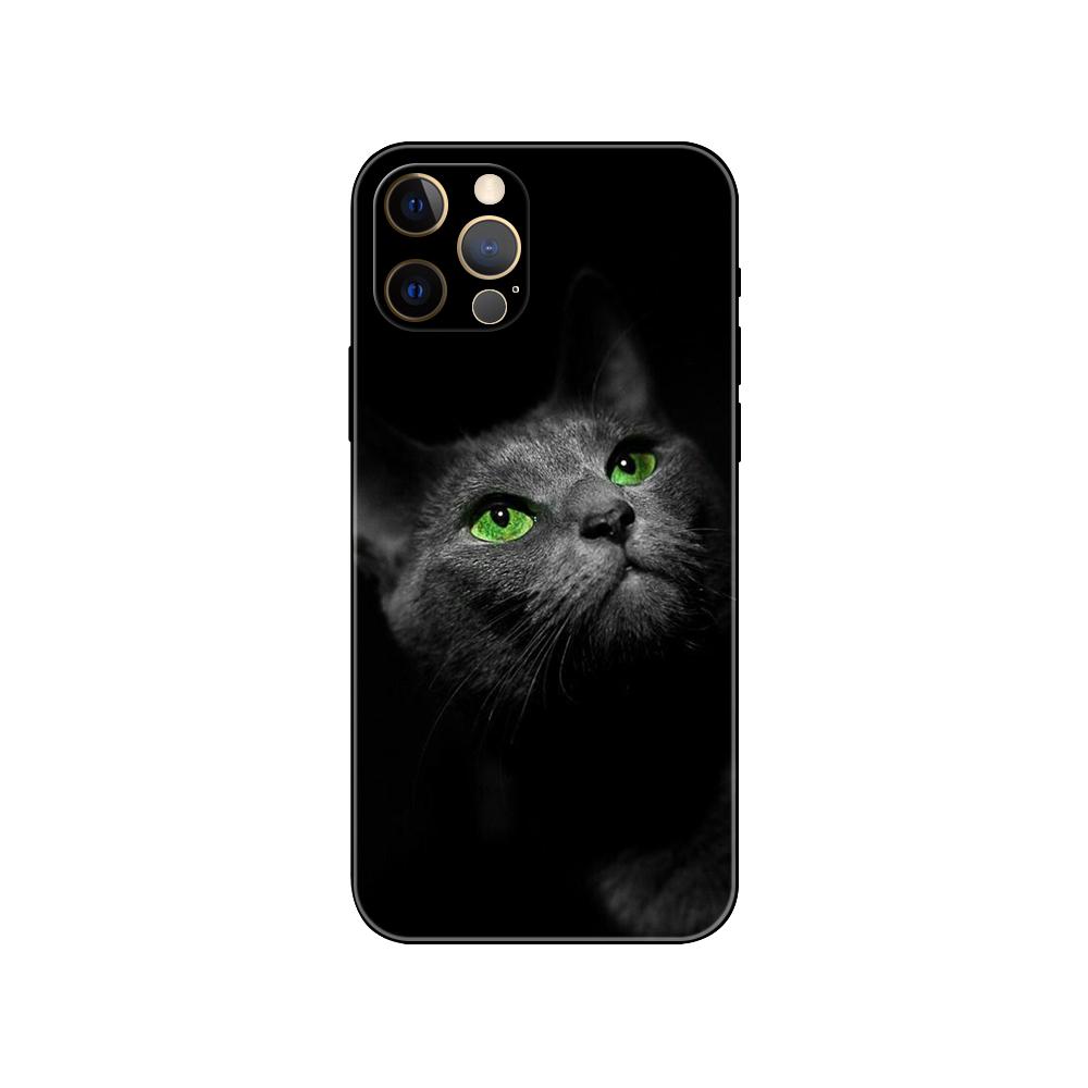Cat Staring Eye Phone Case for Iphone 5 5s 2020se 6 6s 7 8 Plus X 10 XR XS 11 12 13 Mini Pro MAX Black Tpu Back Cover