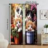 2Pcs Kitten Flower Window Curtains For Bedroom And Living Room Rod Pocket Polyester Material Drapes For Office Study Home Decor