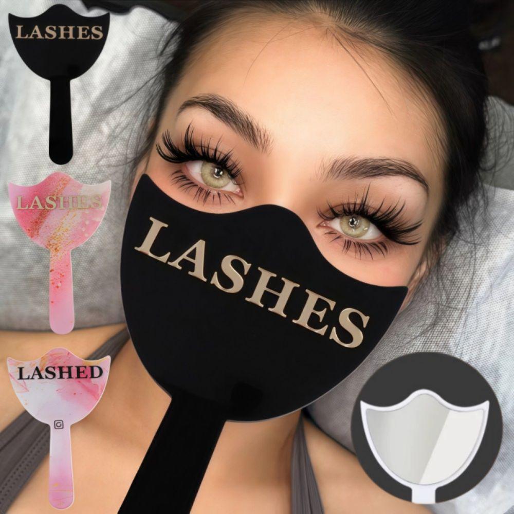 Handheld Eyelash Technician Photo Prop Acrylic Mirror Social Media Lash Beauty Mirror Lash Salon Soft PVC Eyelash Cards