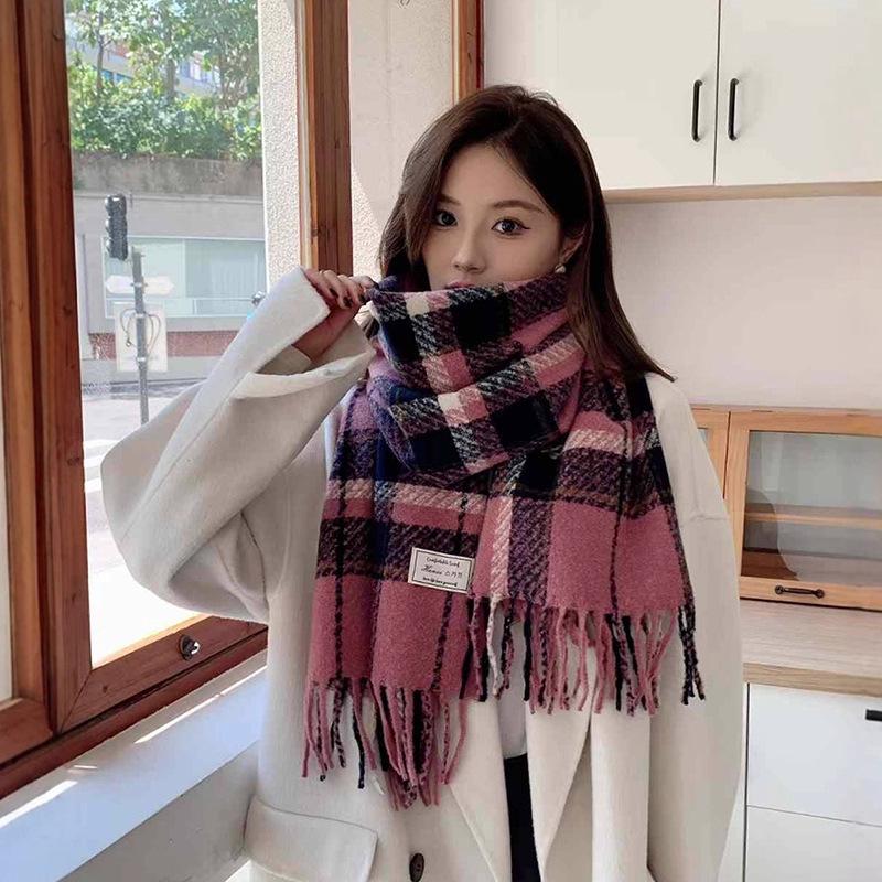 Scarf autumn and winter women's new autumn and winter atmosphere plaid scarf high-end scarf