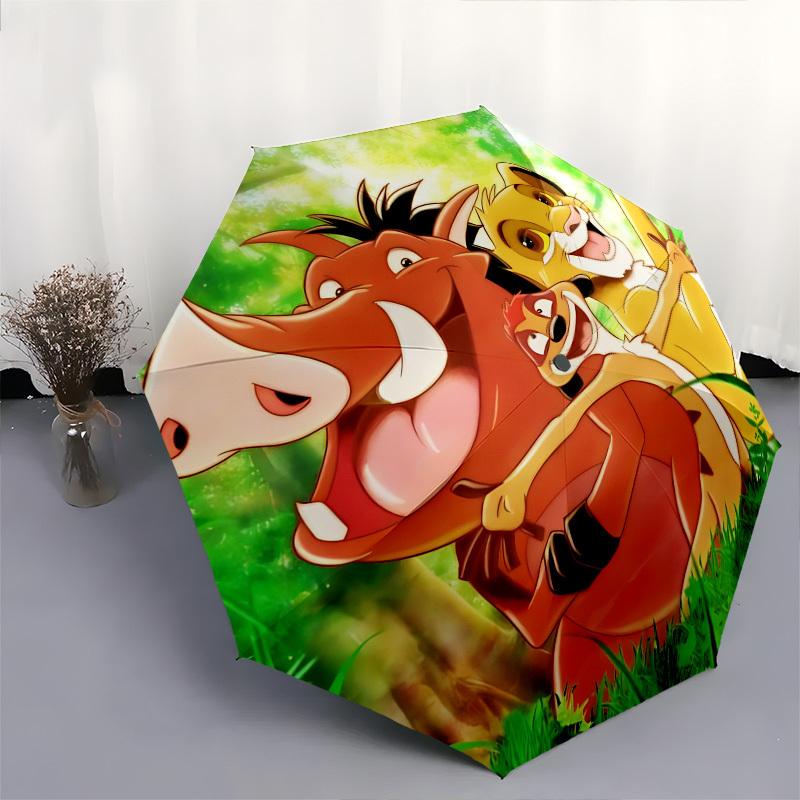 Lion King Themed Automatic Opening and Closing Umbrella, Brightly Colored 8-rib Portable Umbrella, Suitable for Men and Women, A Perfect Gift for Chri