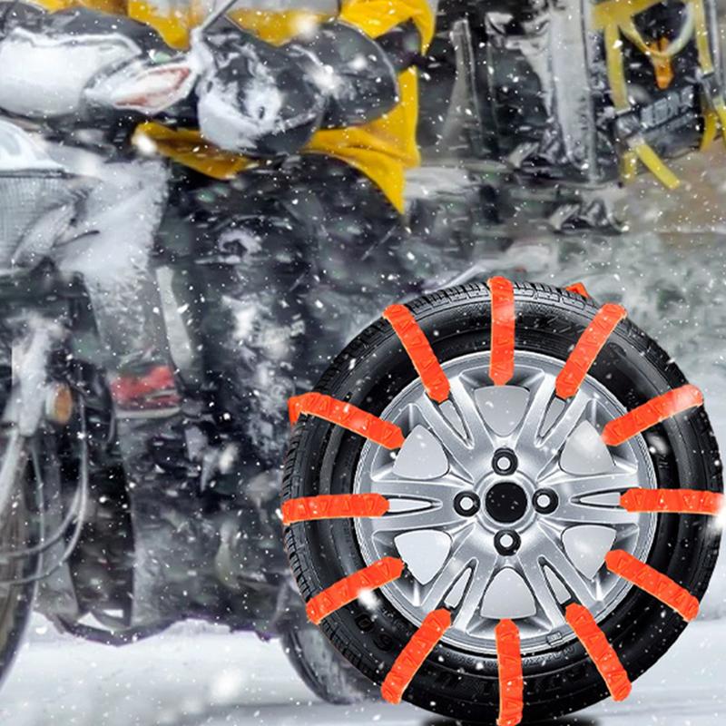 10PCS Anti-Skid Snow Chains for Motorcycles Bicycles Winter Tire Wheels Non-slip Cable Ties Motorbike Emergency Tire Chain Tool