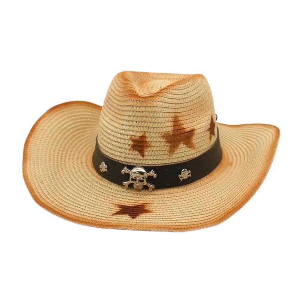 Sunscreen Vacation Sun Hat Sun Hat Summer Beach Seaside Sunshade Pentagram Straw Hat Western Cowboy Straw Hat