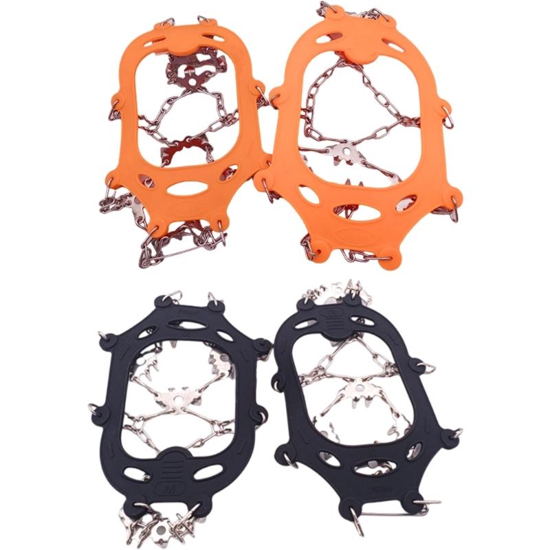 24 Spikes Crampons Ice Cleats Studs Antislip Snow Ice Grip Overshoe Footwear Traction Walk Traction for Climbing Skiing