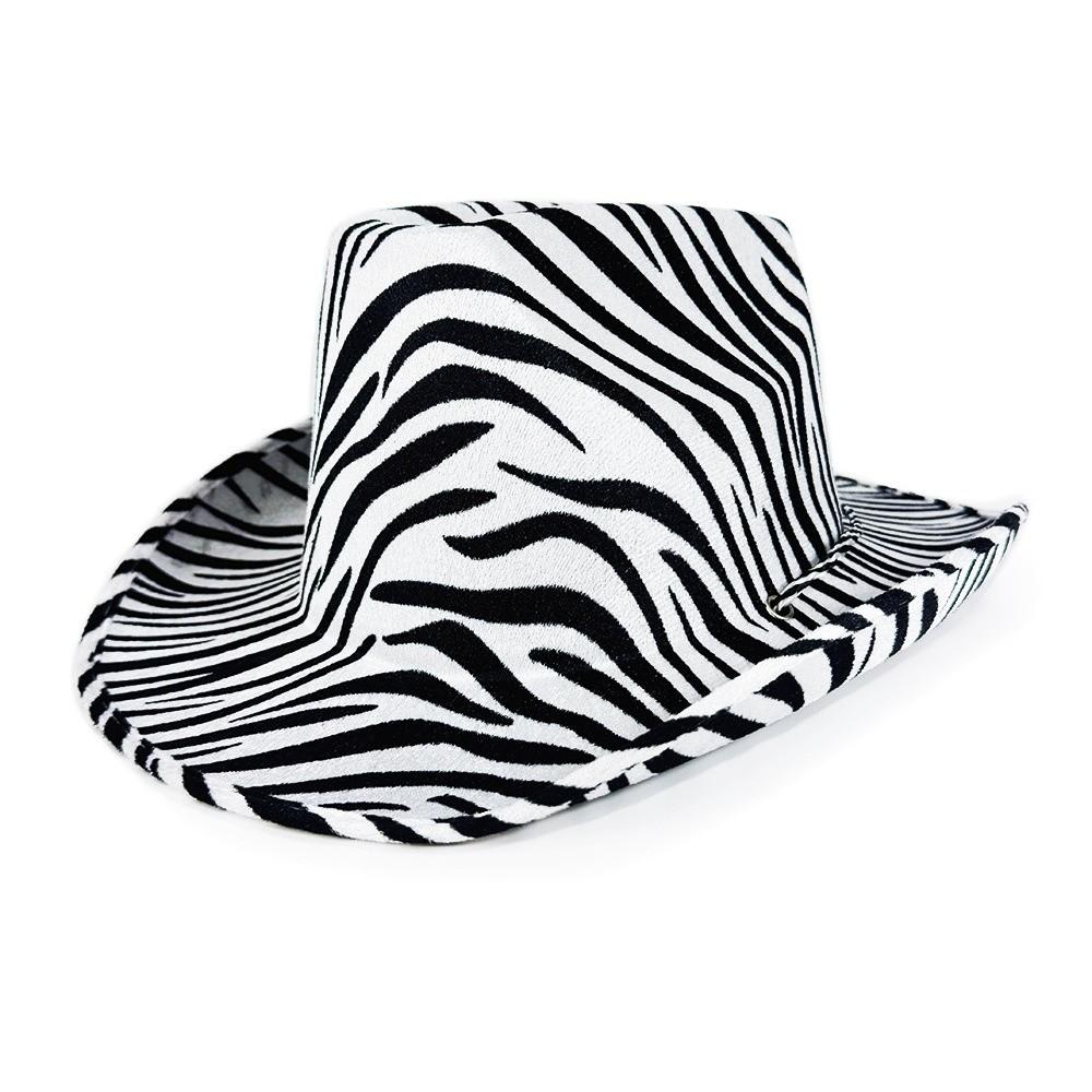 Cappello alla bombetta regolabile con stampa zebra, tigre, leopardo, cappello per cosplay, cappello da cowboy western alla moda