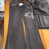 Vintage Vyšívané Patchwork Dámské Zvonové Džíny Y2k Harajuku Široké Nohavice Americký Styl Džínové Kalhoty Vaky Punk Streetwear