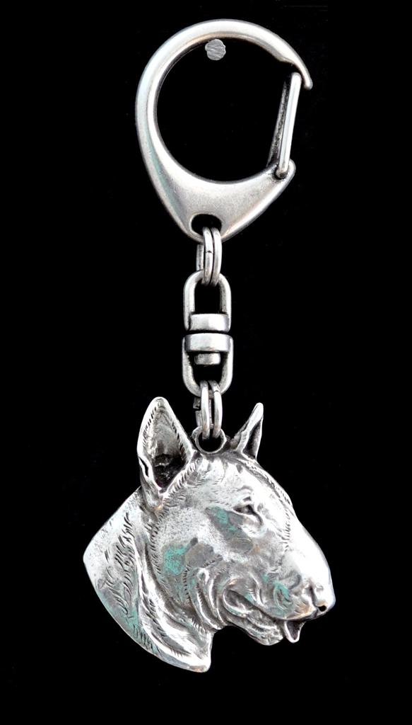 Bull Terrier, Bully III - Silver-plated Key Ring with a Dog In a Gift Box, Handbag Decoration, Backpack Pendant by Art-Dog Brand