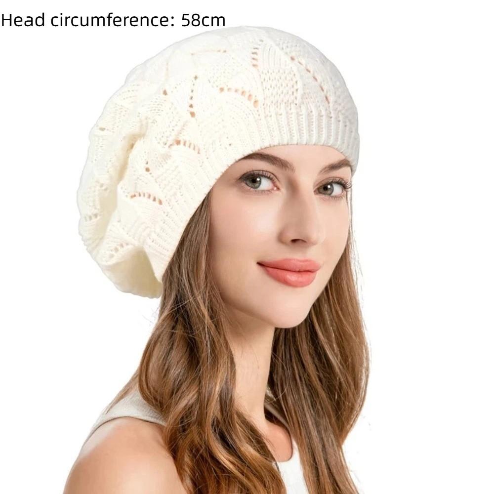 Hollow Out Winter Knitted Hat Twist Crochet Female Berets Fashion Pullover Cap  Winter
