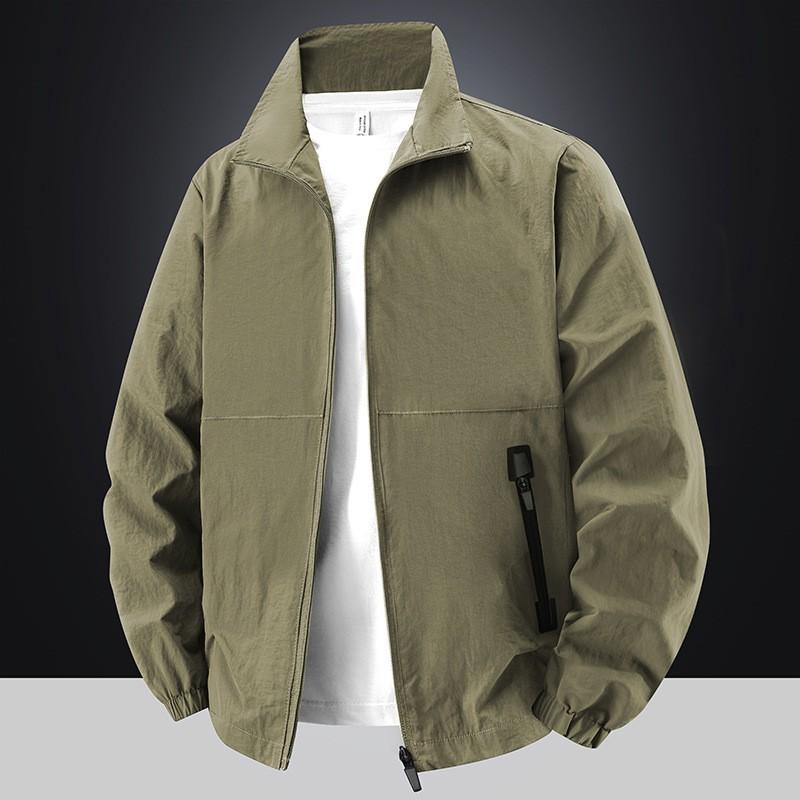 Giacca a vento leggera da uomo con colletto alla coreana, autunnale, casual, sportiva, vestibilità ampia