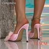 Women's Pink Bowknot Stiletto Mules Pointed Toe High Heel Slide Sandals Ladies Party Footwear Comfortable Female Sandals Size 36