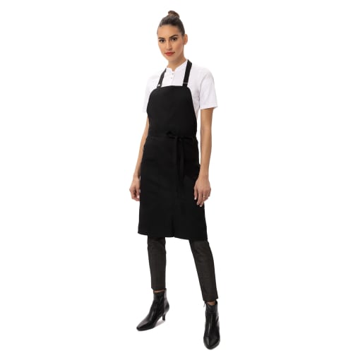 Chef Works Brio Black Regular Bib Apron