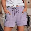 Women's Summer Shorts Drawstring Elastic Waist Cotton Linen Shorts Casual High Waisted Beach