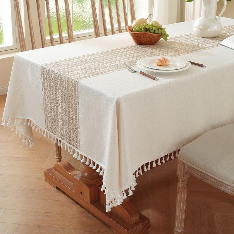 Nordic Light Luxury Tablecloth Imitation Cotton And Linen Fringed Long Dining Table Cloth Coffee Table Christmas Dust Tablecloth Mat