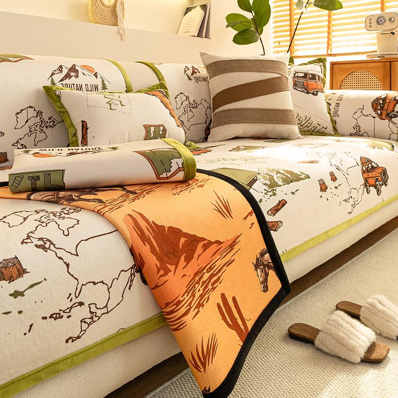 

New Sofa Cushion Universal Fixed Non-Slip Seat Cushion Anti-Cat Scratch Leather Armrest Special Cover Towel 70*70cm