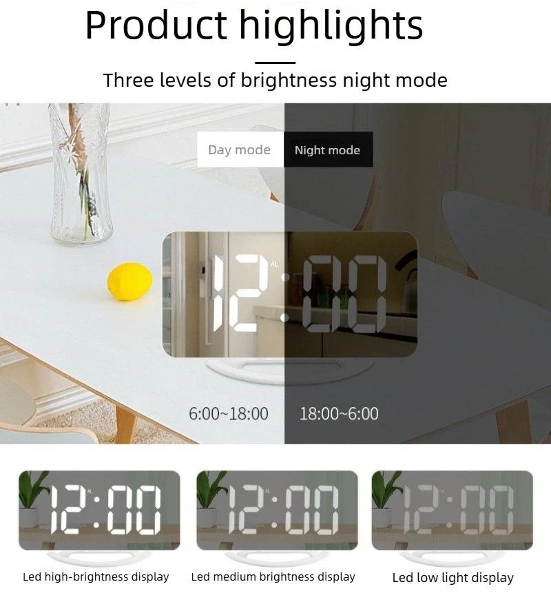 New Mute Vibration LED Luminous Bedside Alarm Clock With Snooze For Deaf And Hard Of Hearing