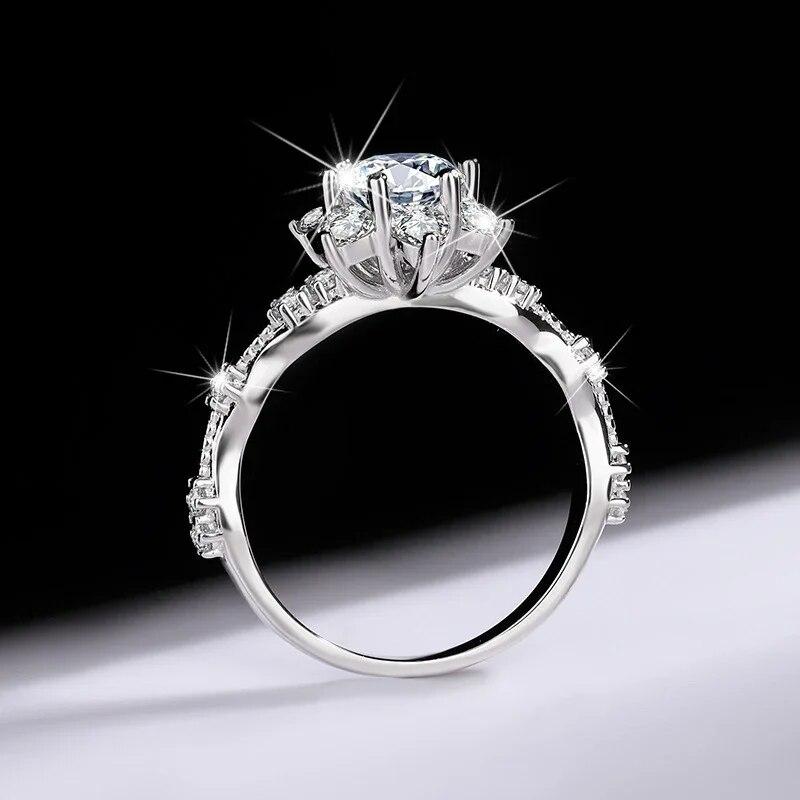 Bague en moissanite 5 carats pour femme en argent sterling 925 avec diamant en forme de fleur et alliance de mariage plaquée or GRA18 carats
