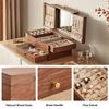 Homruilink Wooden Jewelry Black Large Capacity Jewelry Storage Case with Multifunctional Drawers for and Day Gift for Women Box, 3-Tier, Walnut,